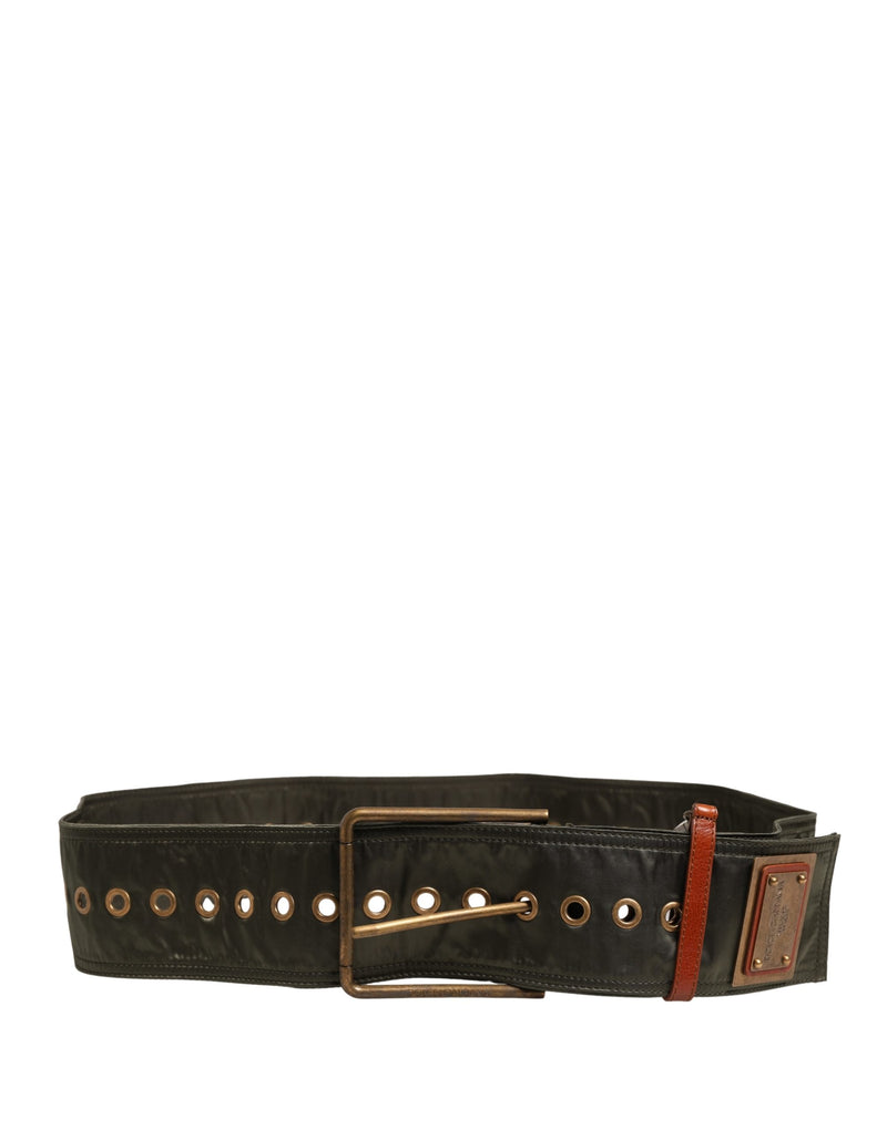 Ceinture Dolce &amp; Gabbana pour homme, en cuir noir large, avec boucle métallique DG