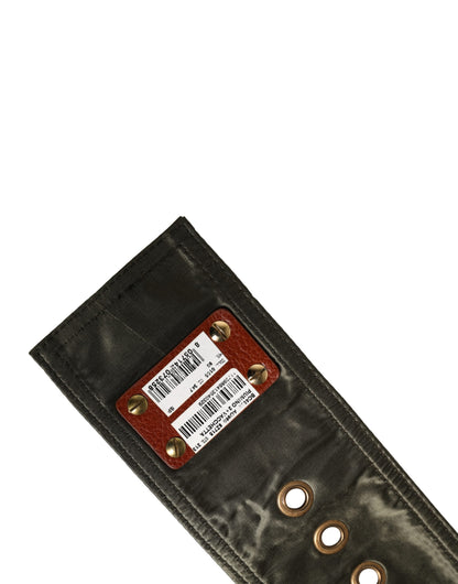 Ceinture Dolce &amp; Gabbana pour homme, en cuir noir large, avec boucle métallique DG