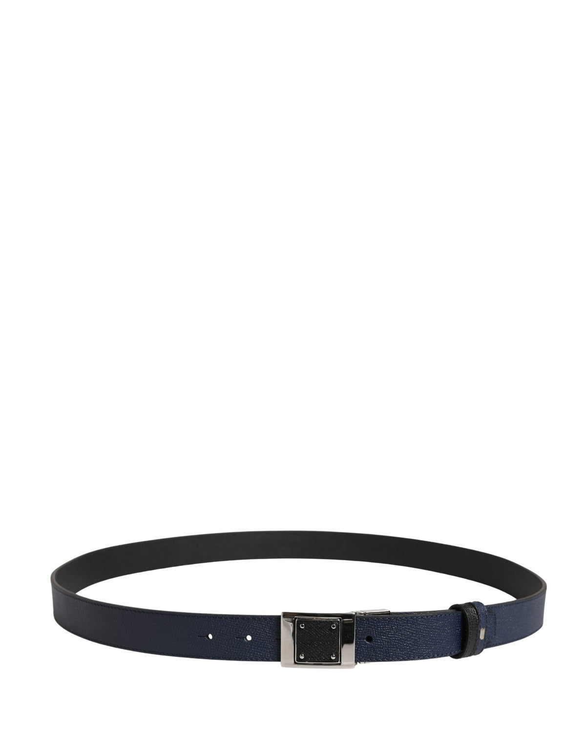 Ceinture Dolce &amp; Gabbana pour homme en cuir de veau bleu avec boucle carrée