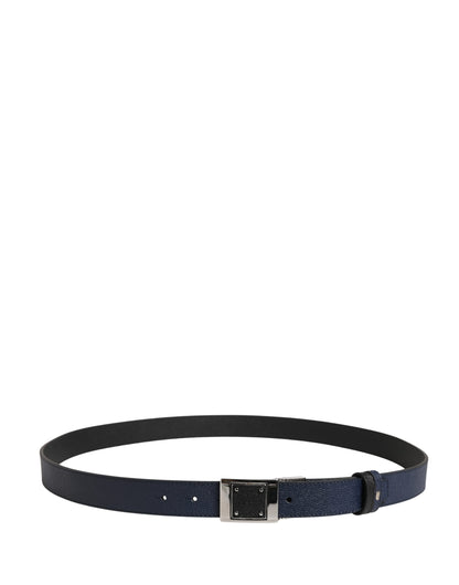Ceinture Dolce &amp; Gabbana pour homme en cuir de veau bleu avec boucle carrée
