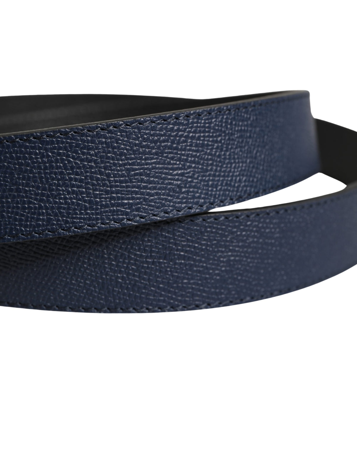 Ceinture Dolce &amp; Gabbana pour homme en cuir de veau bleu avec boucle carrée