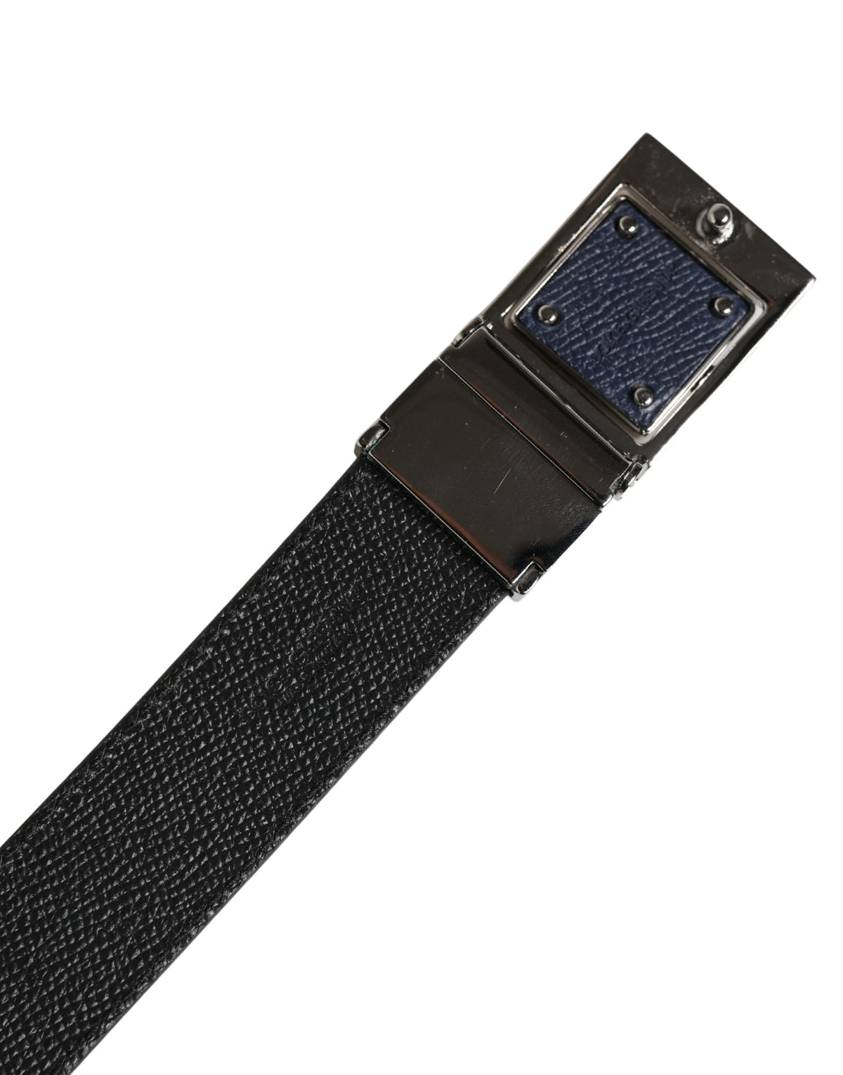 Ceinture Dolce &amp; Gabbana pour homme en cuir de veau bleu avec boucle carrée