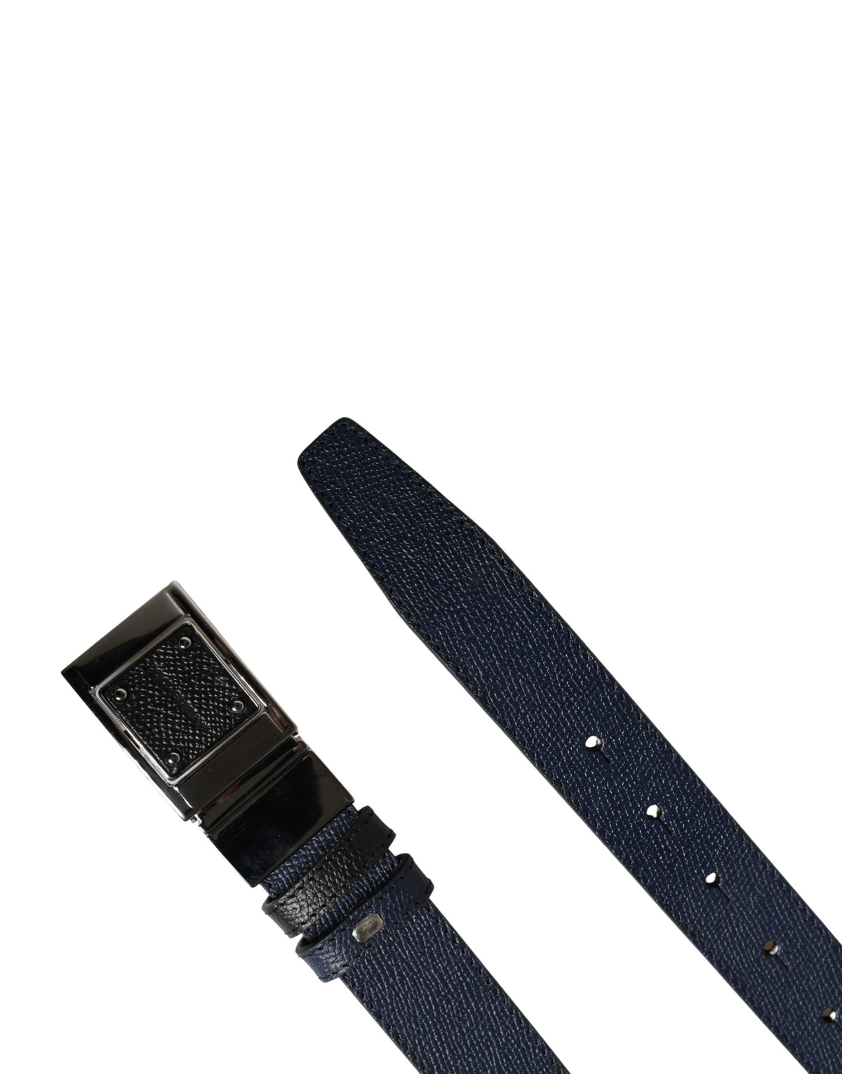 Ceinture Dolce &amp; Gabbana pour homme en cuir de veau bleu avec boucle carrée