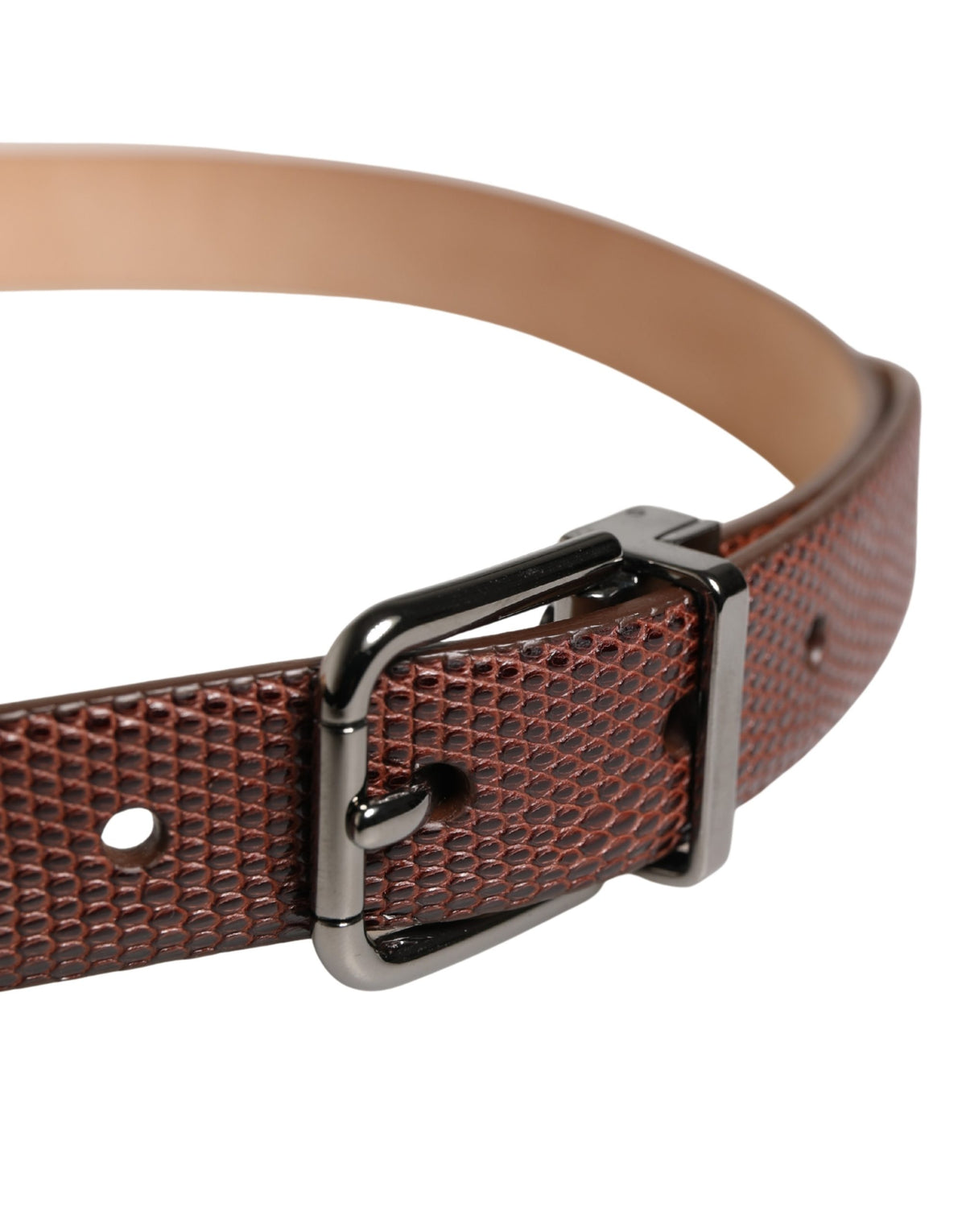 Ceinture Dolce &amp; Gabbana pour homme en cuir de chèvre marron avec boucle en métal