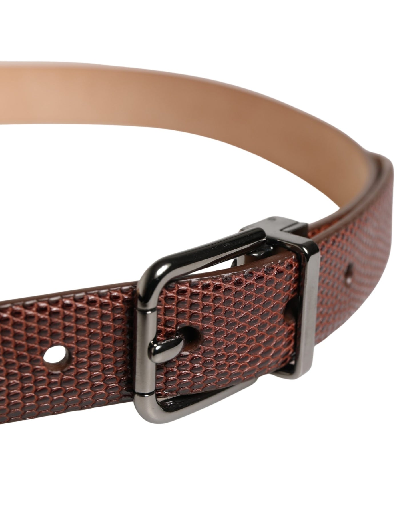 Ceinture Dolce &amp; Gabbana pour homme en cuir de chèvre marron avec boucle en métal