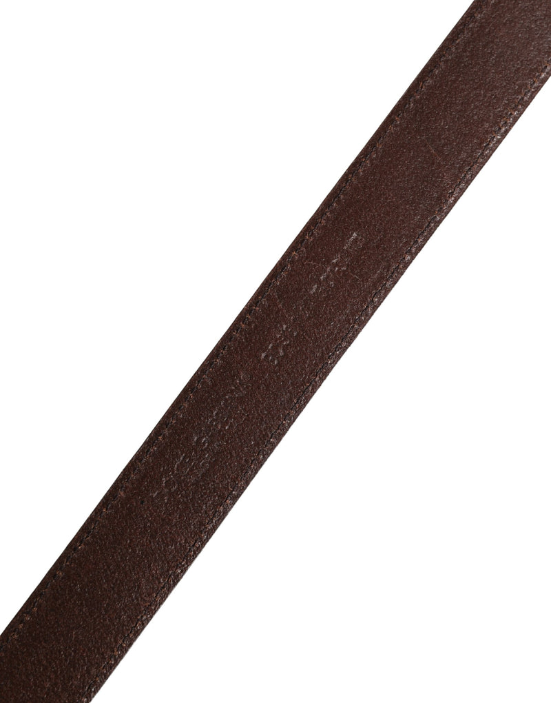Dolce & Gabbana Men Brown Classic Leather Metal Buckle Belt