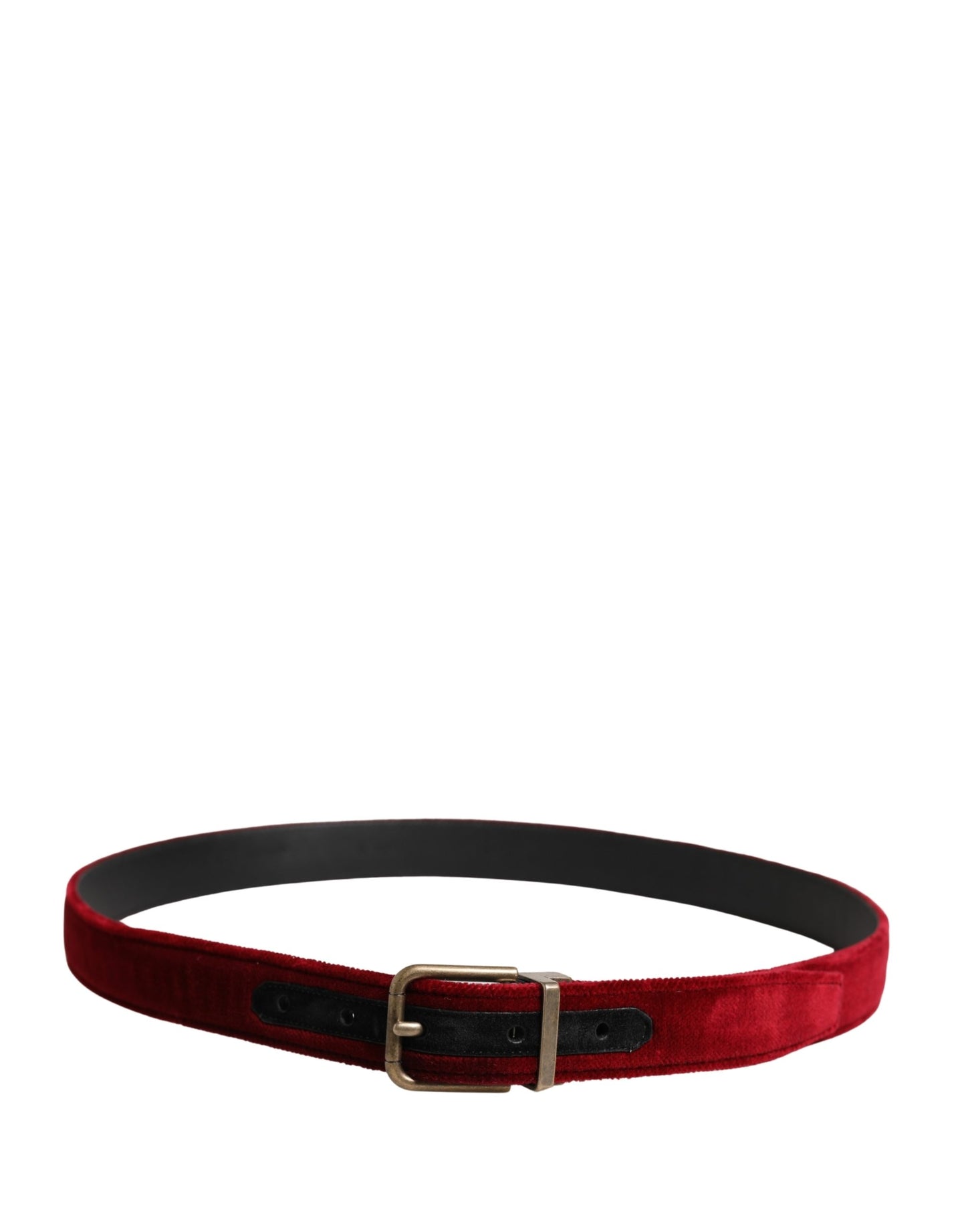Ceinture Dolce &amp; Gabbana pour homme en velours de coton bordeaux avec boucle en métal