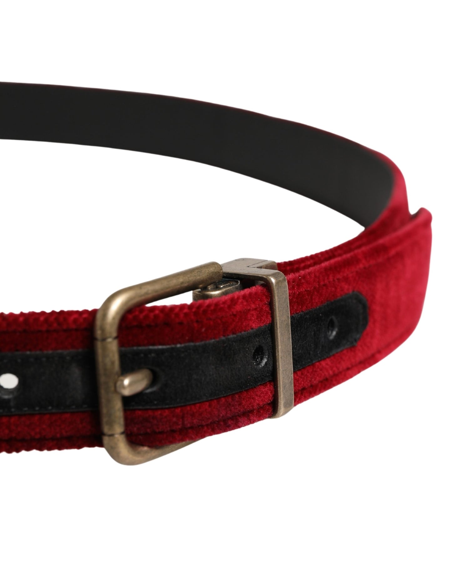 Ceinture Dolce &amp; Gabbana pour homme en velours de coton bordeaux avec boucle en métal
