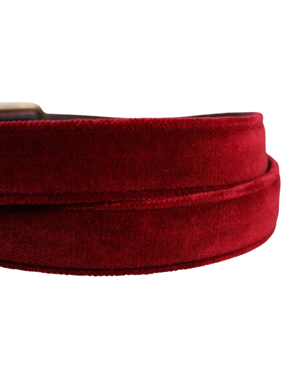 Ceinture Dolce &amp; Gabbana pour homme en velours de coton bordeaux avec boucle en métal