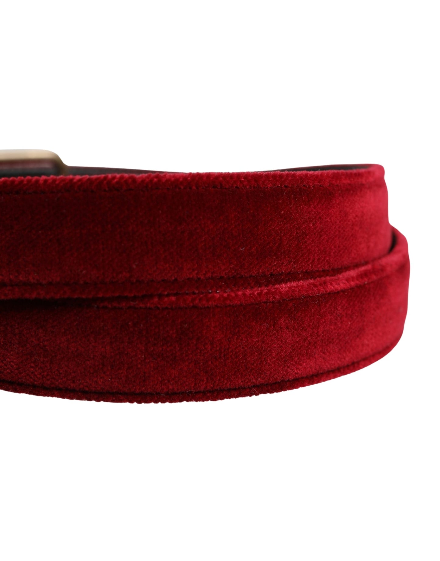 Ceinture Dolce &amp; Gabbana pour homme en velours de coton bordeaux avec boucle en métal