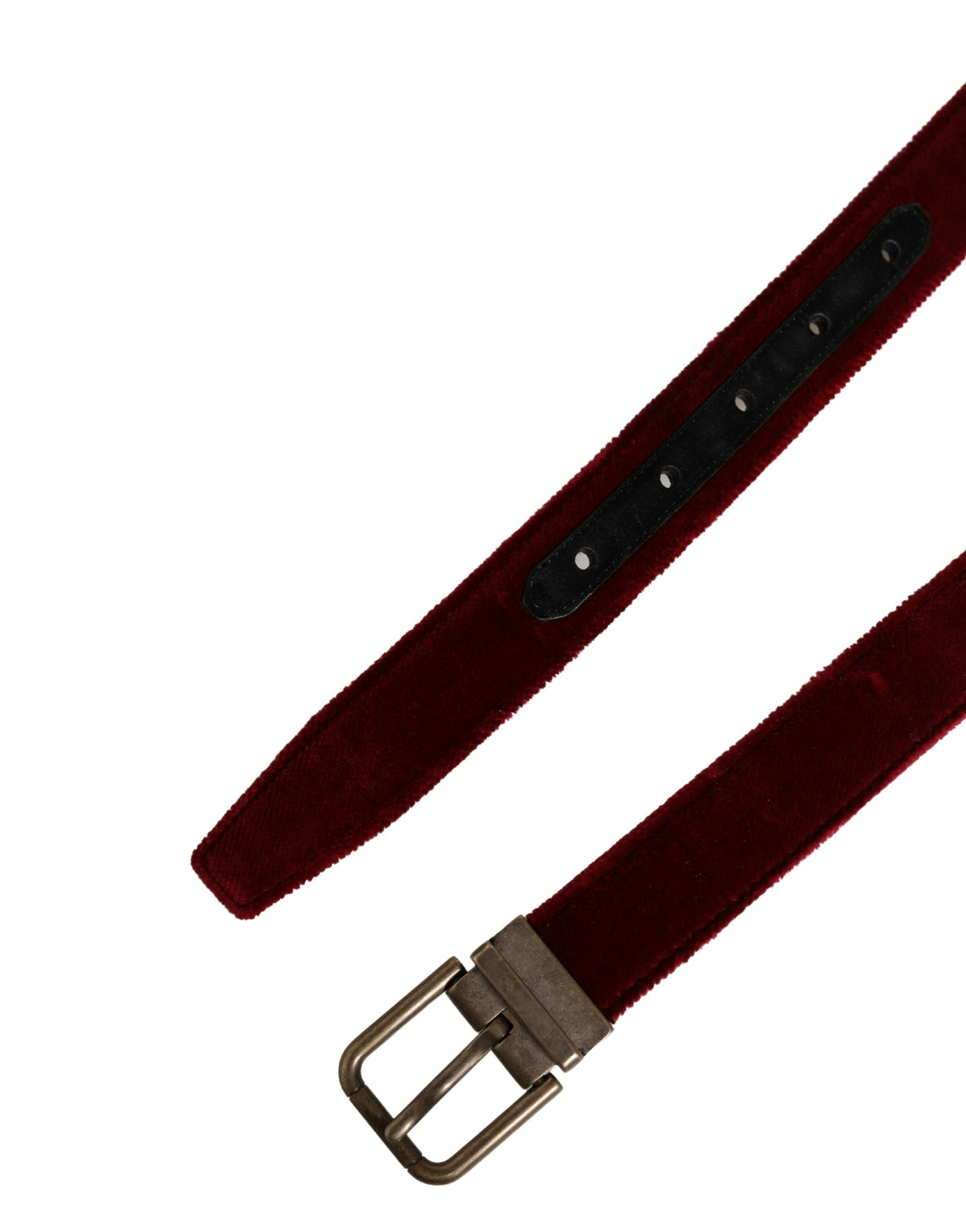 Ceinture Dolce &amp; Gabbana pour homme en velours de coton bordeaux avec boucle en métal