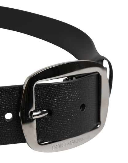 Ceinture Dolce &amp; Gabbana pour homme, en cuir noir classique avec boucle en métal
