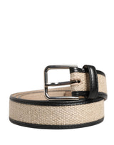 Ceinture Dolce &amp; Gabbana pour homme en cuir beige tressé avec boucle métallique