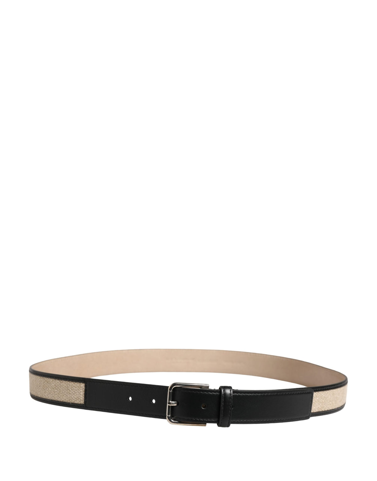 Ceinture Dolce &amp; Gabbana pour homme en cuir beige tressé avec boucle métallique