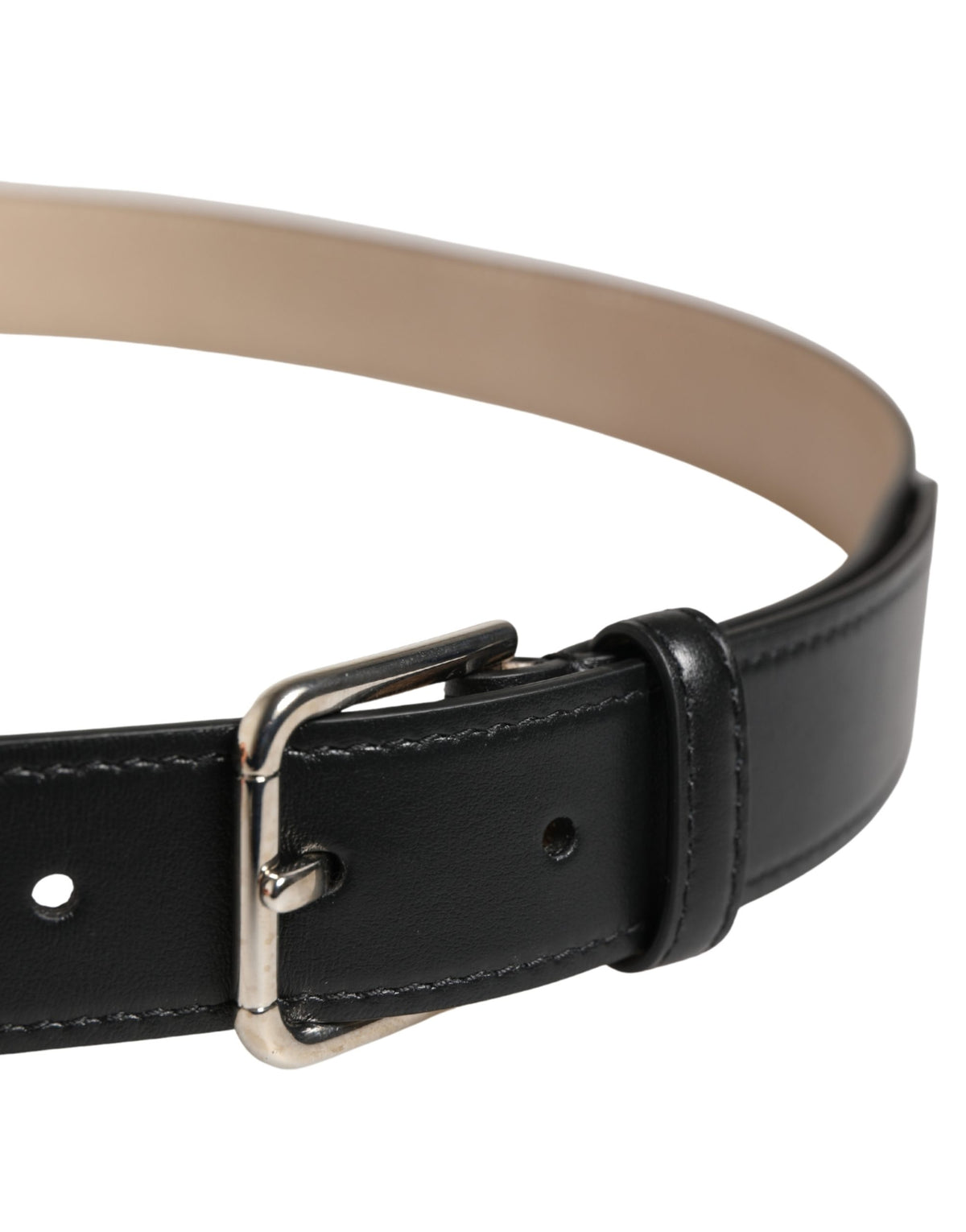 Ceinture Dolce &amp; Gabbana pour homme en cuir beige tressé avec boucle métallique