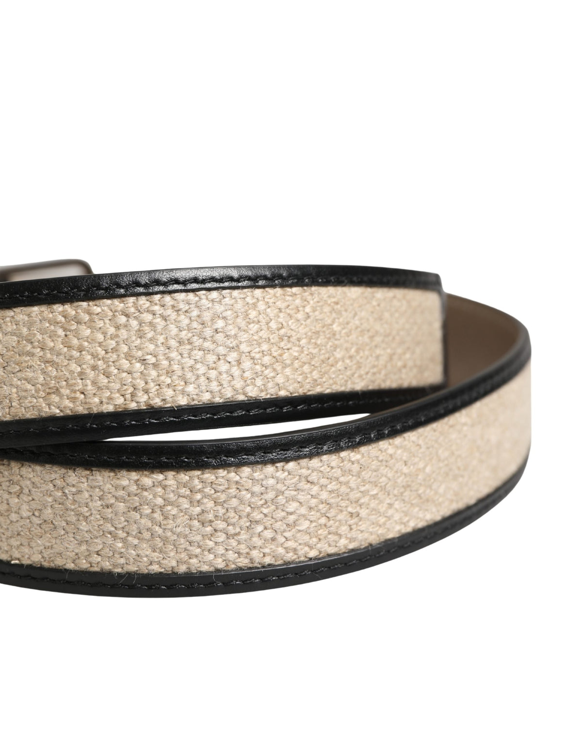 Ceinture Dolce &amp; Gabbana pour homme en cuir beige tressé avec boucle métallique