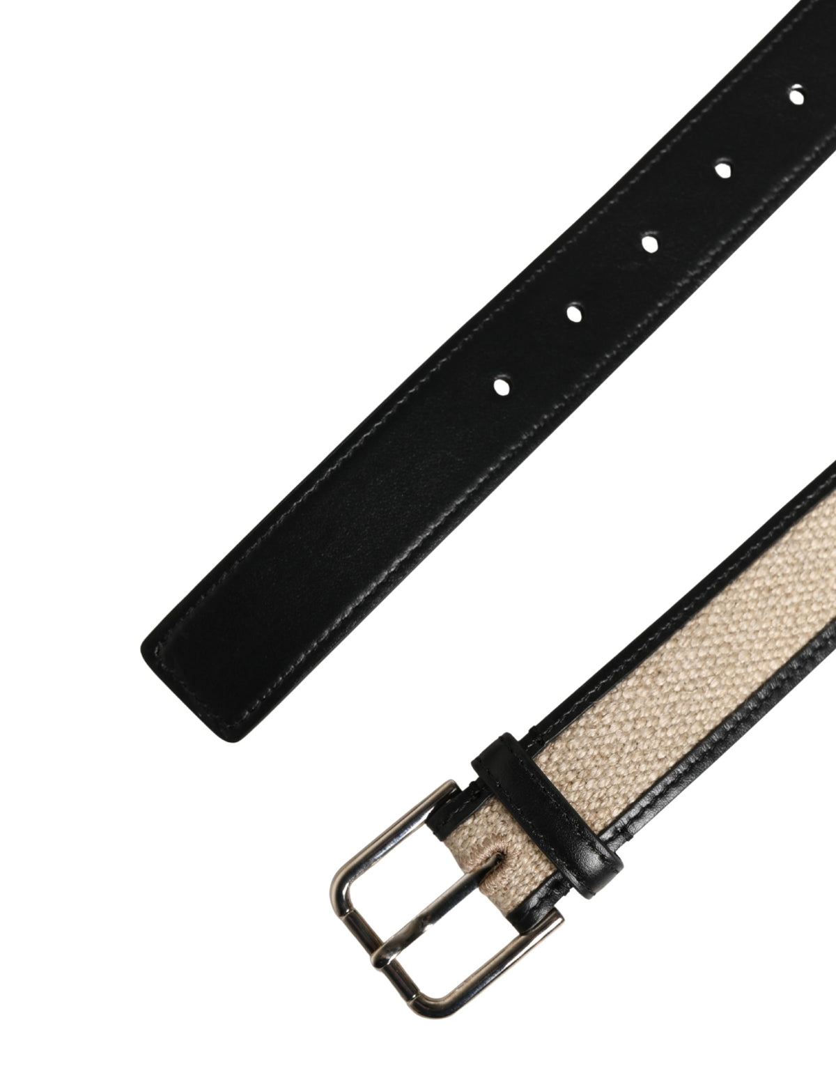 Ceinture Dolce &amp; Gabbana pour homme en cuir beige tressé avec boucle métallique