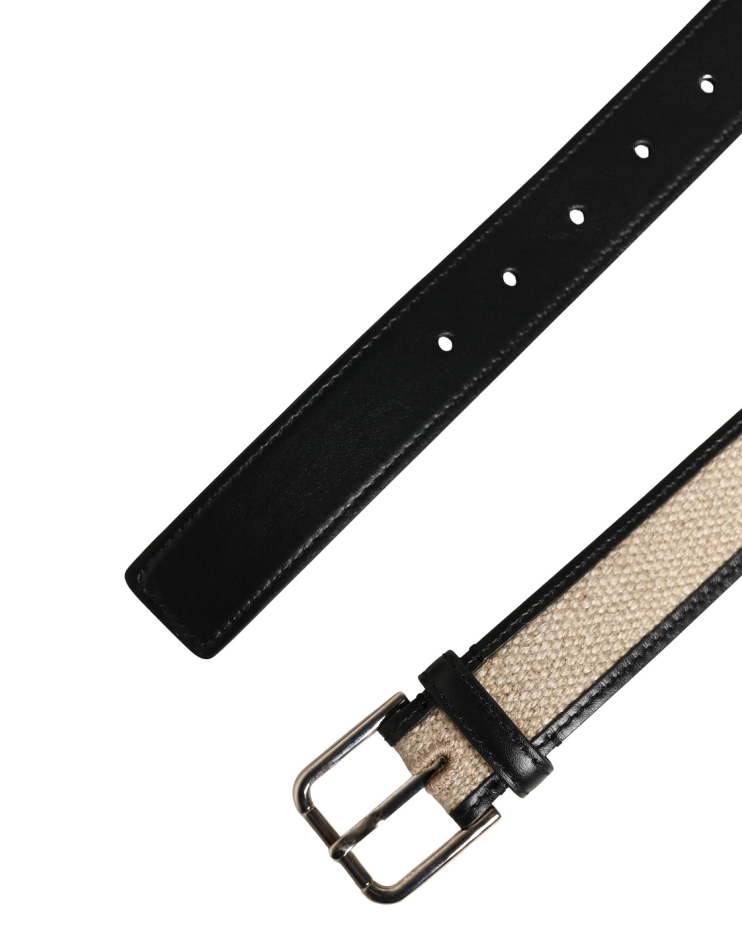 Ceinture Dolce &amp; Gabbana pour homme en cuir beige tressé avec boucle métallique