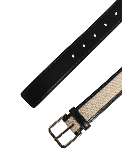 Ceinture Dolce &amp; Gabbana pour homme en cuir beige tressé avec boucle métallique