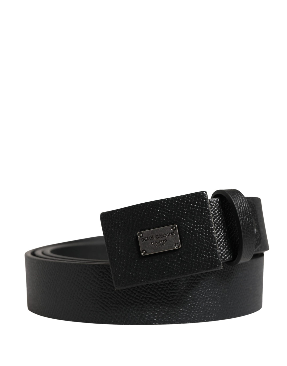 Ceinture Dolce &amp; Gabbana pour homme en cuir de veau noir avec boucle carrée