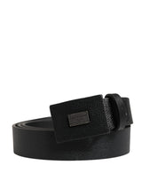 Ceinture Dolce &amp; Gabbana pour homme en cuir de veau noir avec boucle carrée