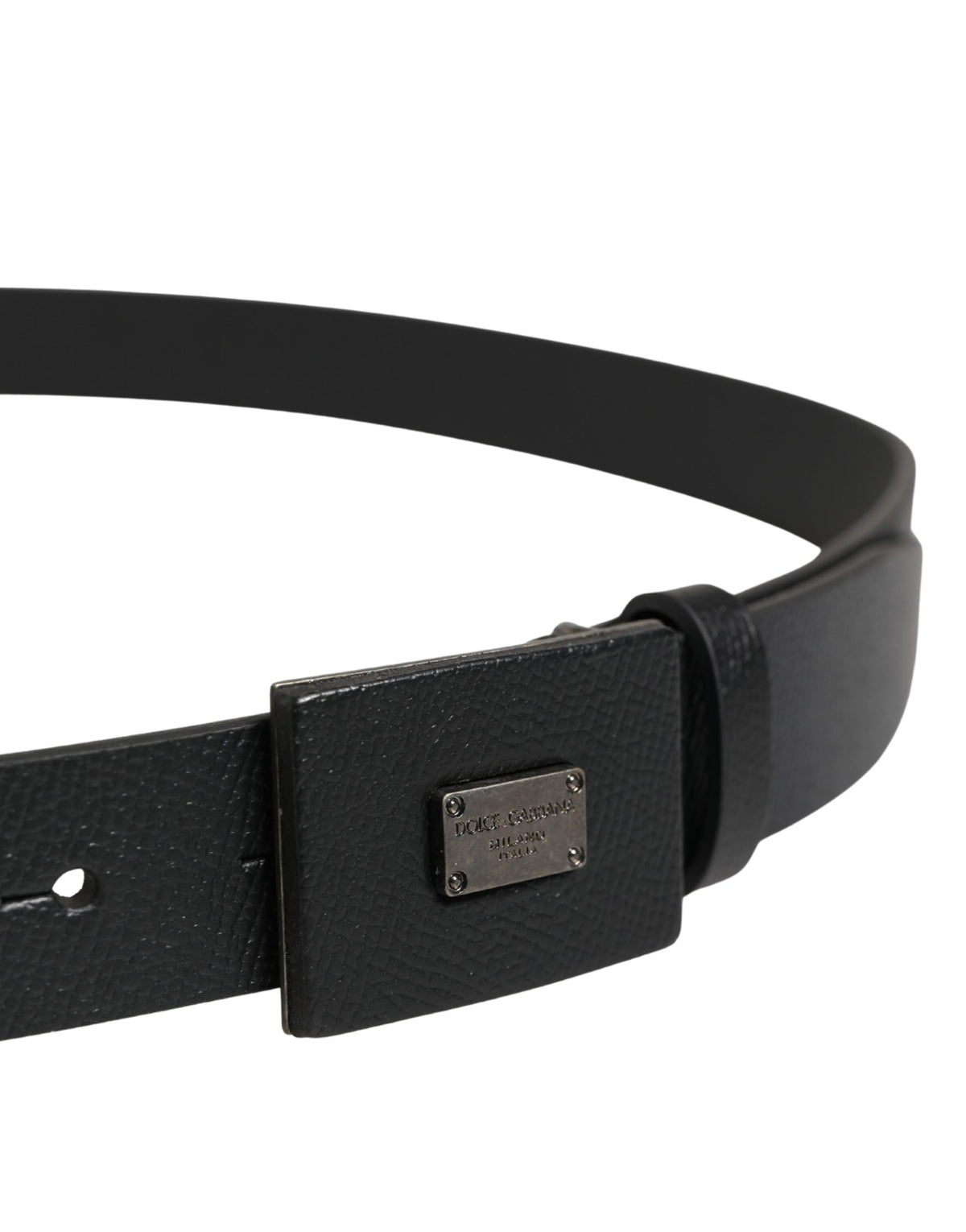 Ceinture Dolce &amp; Gabbana pour homme en cuir de veau noir avec boucle carrée