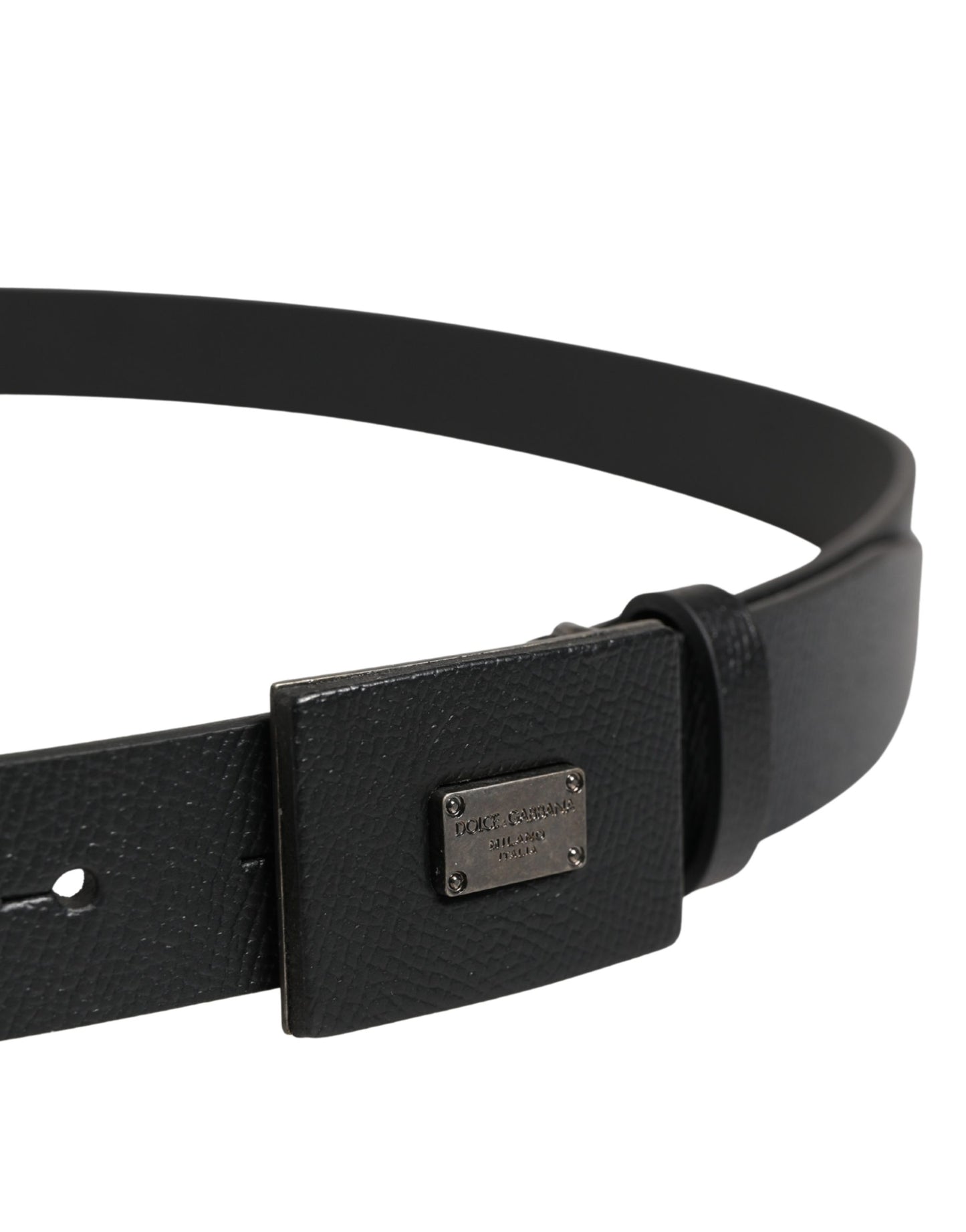 Ceinture Dolce &amp; Gabbana pour homme en cuir de veau noir avec boucle carrée