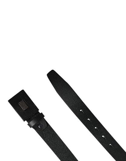 Ceinture Dolce &amp; Gabbana pour homme en cuir de veau noir avec boucle carrée