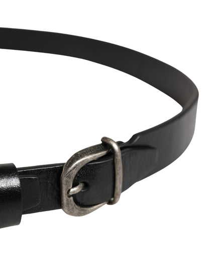 Ceinture Dolce &amp; Gabbana pour homme, en cuir noir classique avec boucle logo.