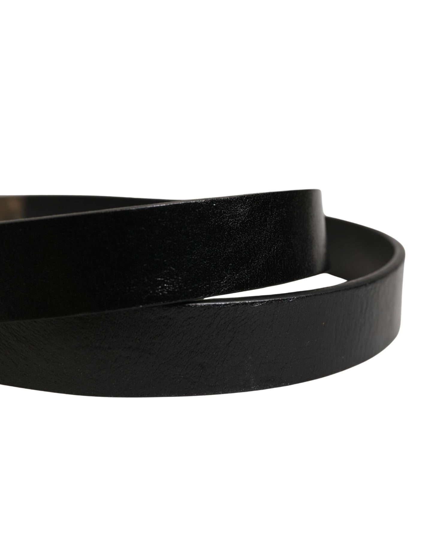 Ceinture Dolce &amp; Gabbana pour homme, en cuir noir classique avec boucle logo.