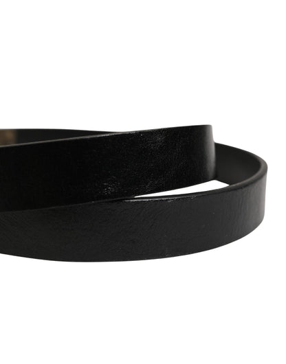 Ceinture Dolce &amp; Gabbana pour homme, en cuir noir classique avec boucle logo.