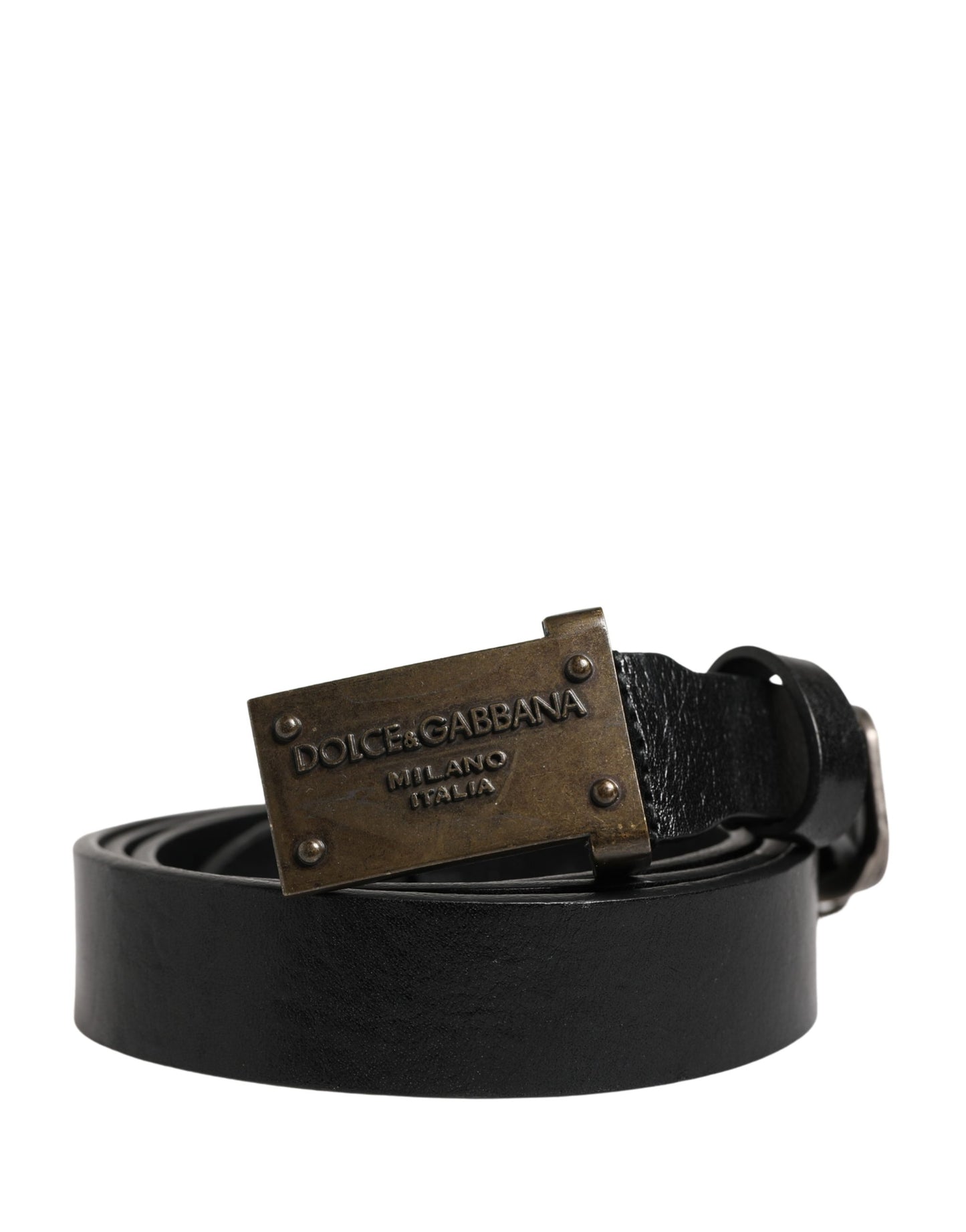 Ceinture Dolce &amp; Gabbana pour homme, en cuir noir classique avec boucle logo.