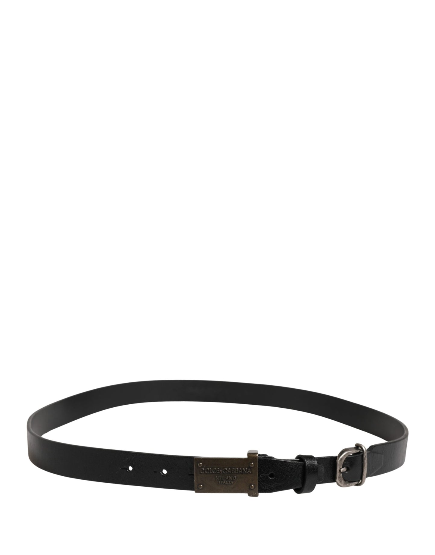 Ceinture Dolce &amp; Gabbana pour homme, en cuir noir classique avec boucle logo.