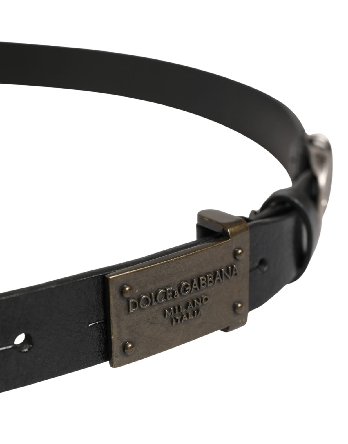 Ceinture Dolce &amp; Gabbana pour homme, en cuir noir classique avec boucle logo.