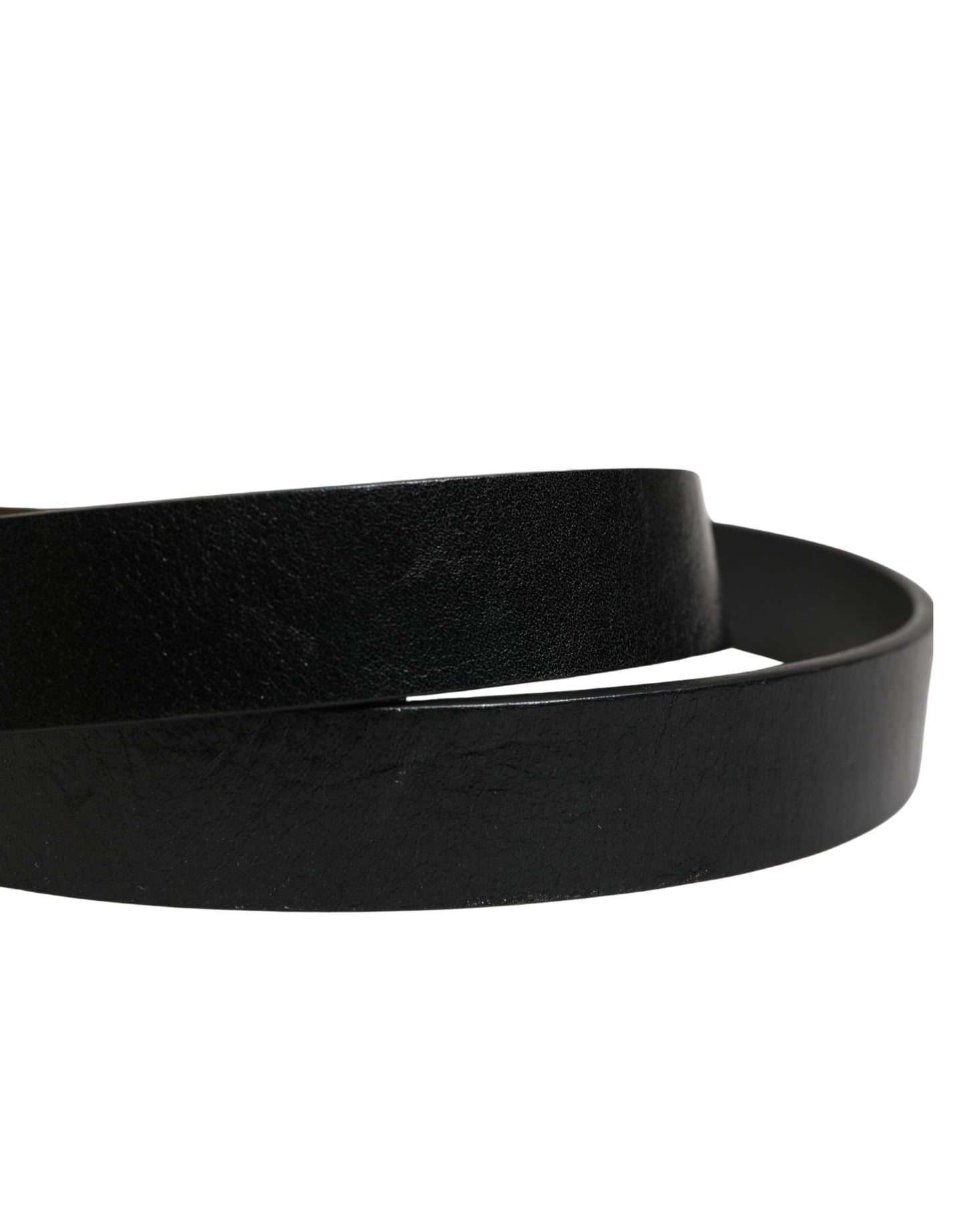 Ceinture Dolce &amp; Gabbana pour homme, en cuir noir classique avec boucle logo.