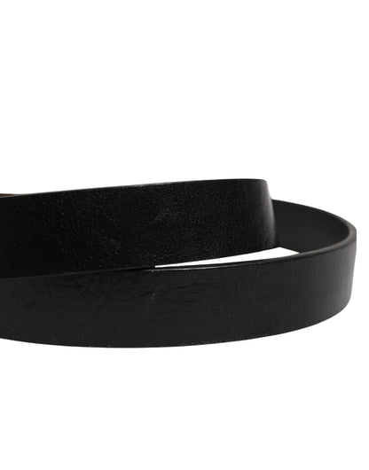 Ceinture Dolce &amp; Gabbana pour homme, en cuir noir classique avec boucle logo.
