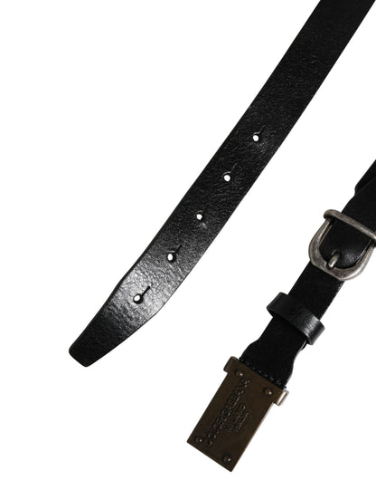 Ceinture Dolce &amp; Gabbana pour homme, en cuir noir classique avec boucle logo.