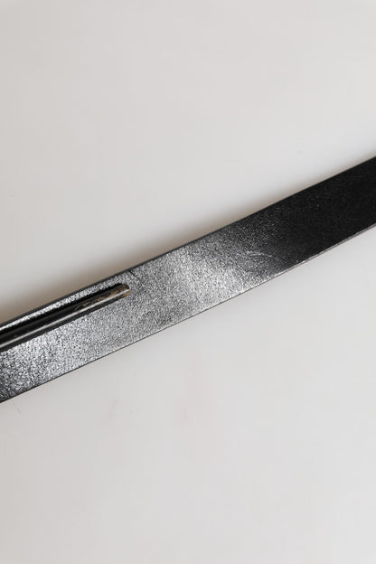 Ceinture Dolce &amp; Gabbana pour homme, en cuir noir classique avec boucle logo.
