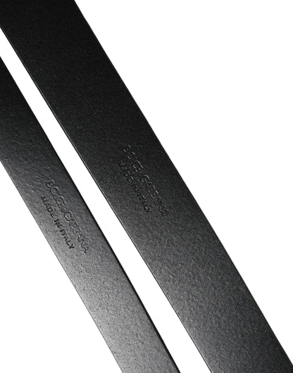 Ceinture Dolce &amp; Gabbana en cuir noir à double sangle et boucle argentée