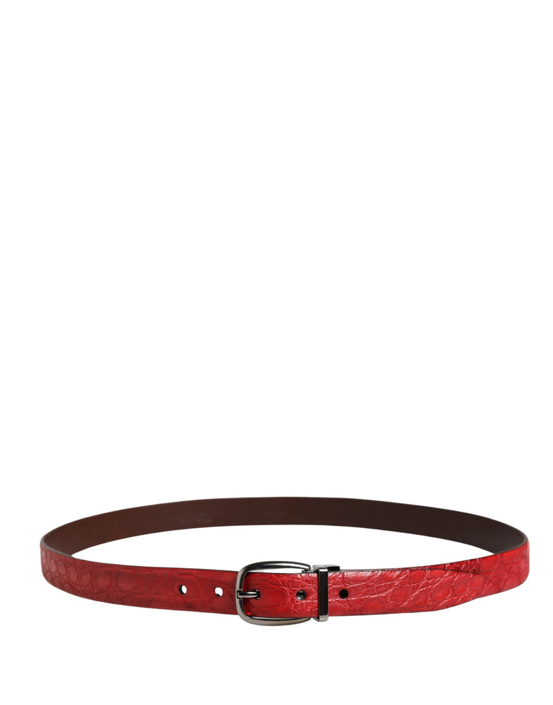 Ceinture Dolce &amp; Gabbana pour homme en cuir exotique rouge avec boucle en métal