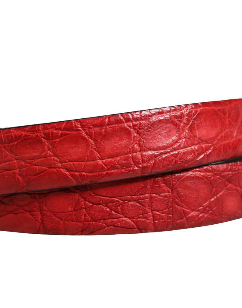 Ceinture Dolce &amp; Gabbana pour homme en cuir exotique rouge avec boucle en métal