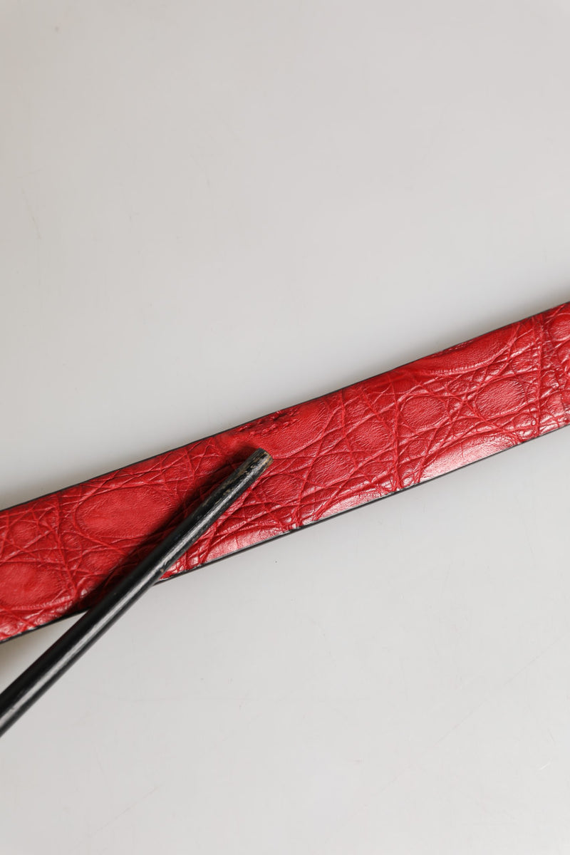Ceinture Dolce &amp; Gabbana pour homme en cuir exotique rouge avec boucle en métal