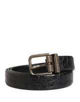 Ceinture Dolce &amp; Gabbana pour homme en cuir exotique noir avec boucle en métal