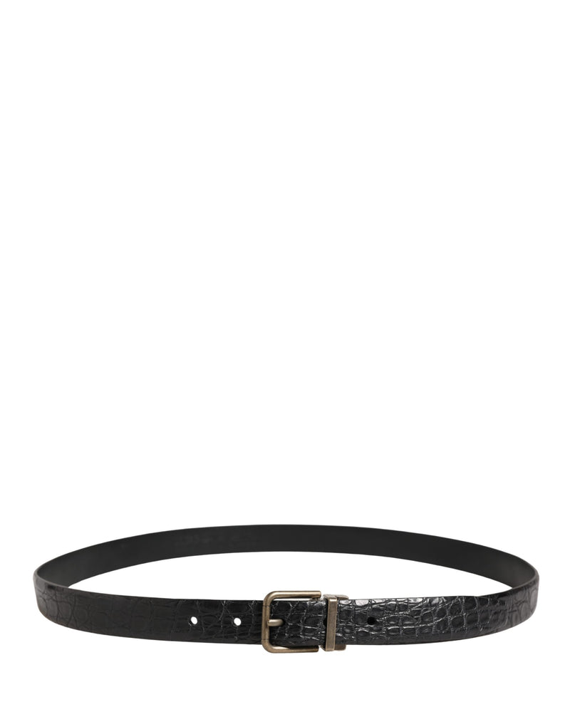 Ceinture Dolce &amp; Gabbana pour homme en cuir exotique noir avec boucle en métal
