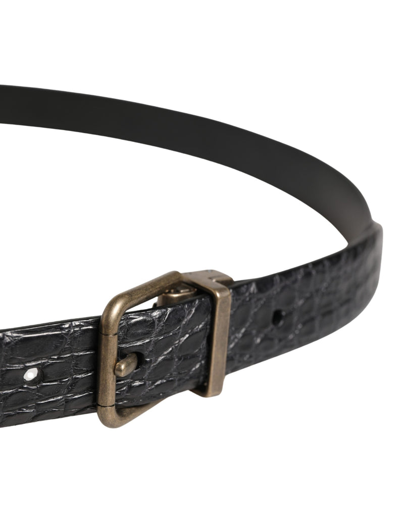 Ceinture Dolce &amp; Gabbana pour homme en cuir exotique noir avec boucle en métal