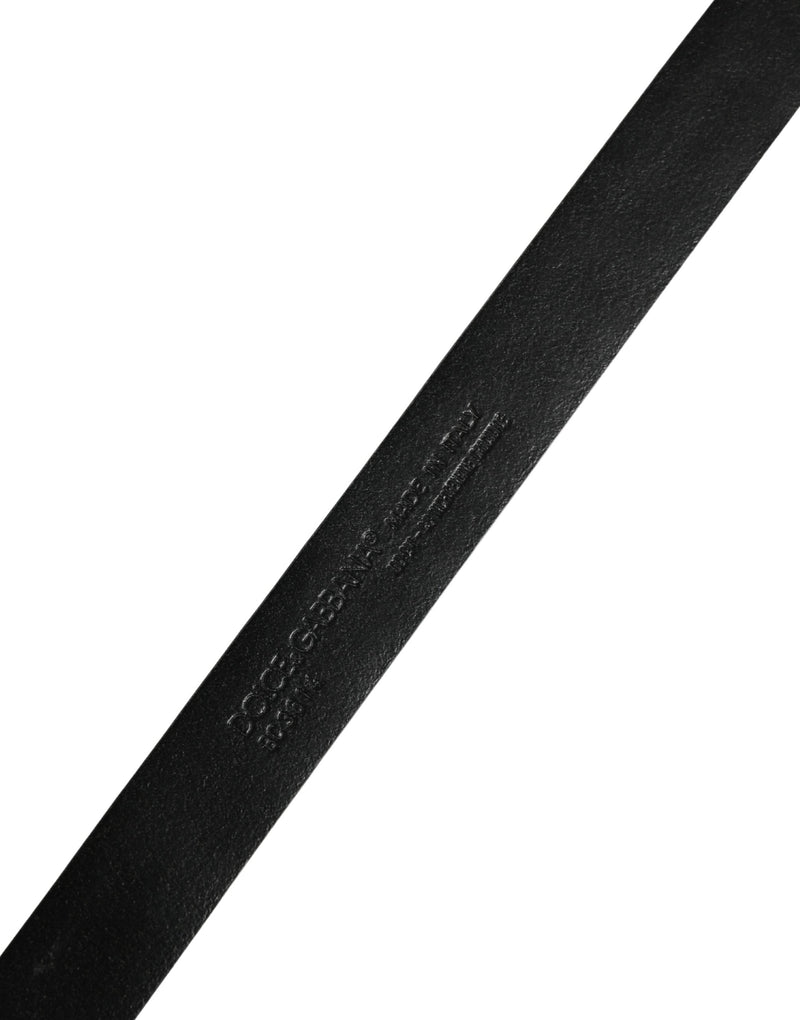 Ceinture Dolce &amp; Gabbana pour homme en cuir exotique noir avec boucle en métal