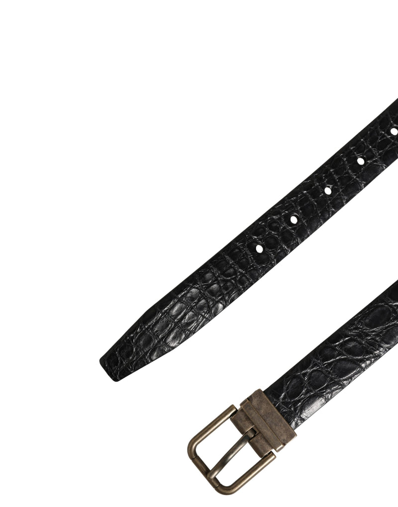 Ceinture Dolce &amp; Gabbana pour homme en cuir exotique noir avec boucle en métal