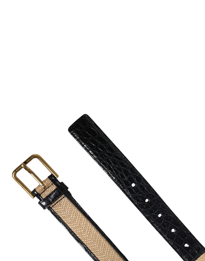 Ceinture Dolce &amp; Gabbana pour homme en cuir tressé beige avec boucle métallique