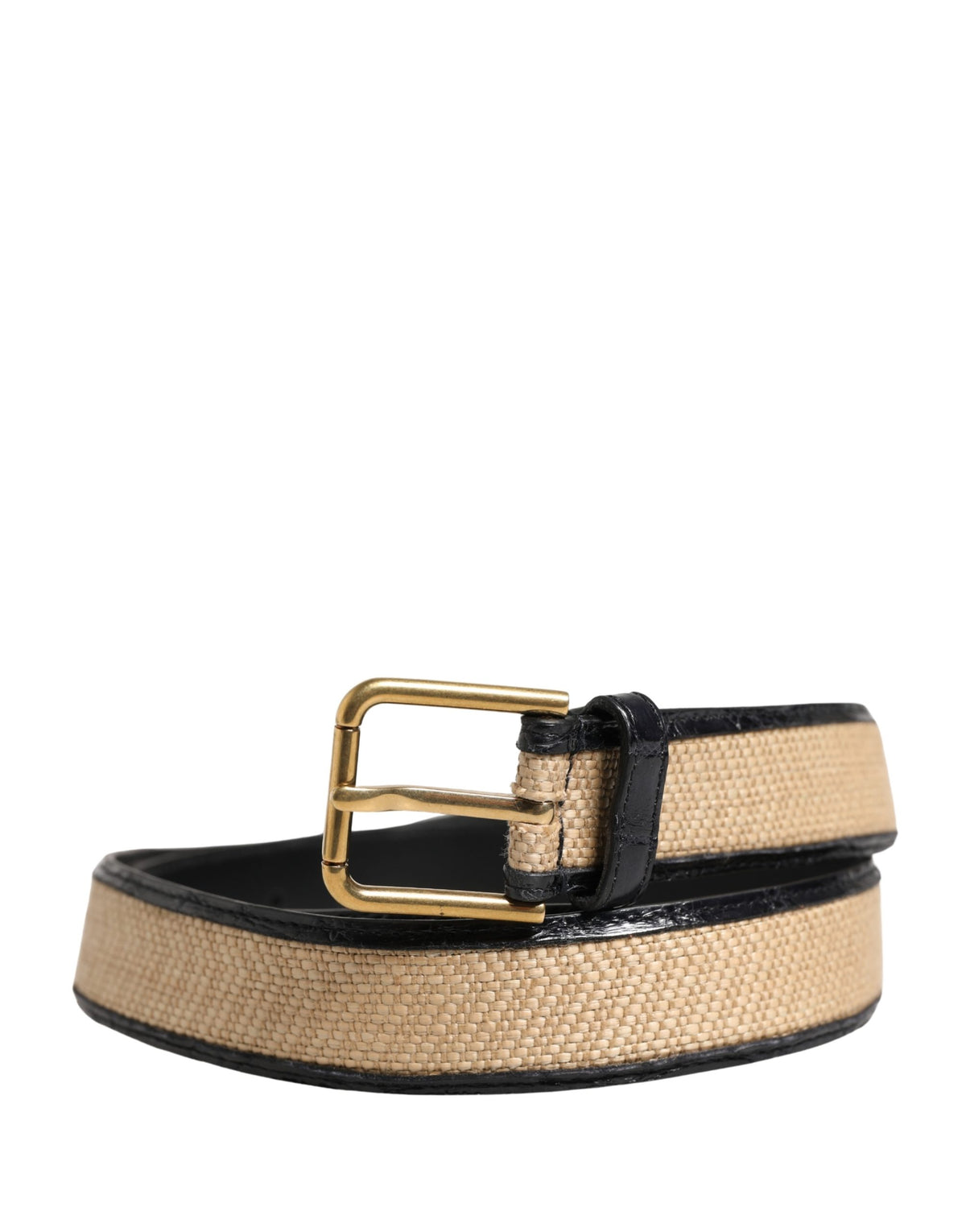 Ceinture Dolce &amp; Gabbana pour homme en cuir tressé beige avec boucle métallique