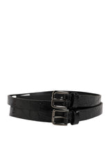 Ceinture Dolce &amp; Gabbana en cuir noir à double sangle et boucle argentée